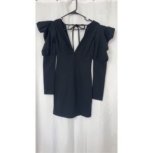 Never worn black long sleeve open back dress
